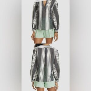 Judith & Charles Blouse in Black and White Stripe